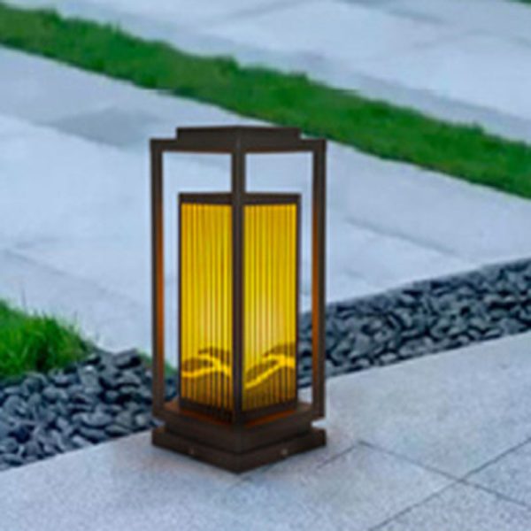 Contemporary Industrial Stainless Steel Imitation Marble Cuboid Shade LED Outdoor Post Light For Garden - Image 9
