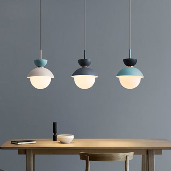 Contemporary Scandinavian Aluminum Globe Glass Shade 1-Light Pendant Light For Dining Room - Image 2