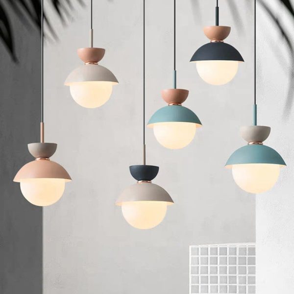 Contemporary Scandinavian Aluminum Globe Glass Shade 1-Light Pendant Light For Dining Room - Image 10