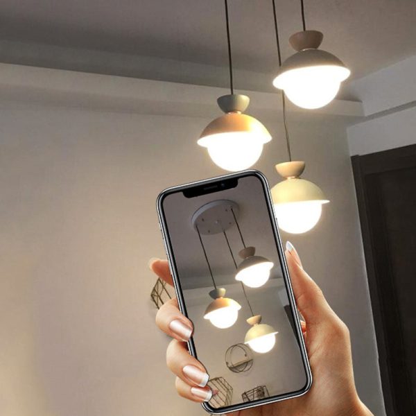 Contemporary Scandinavian Aluminum Globe Glass Shade 1-Light Pendant Light For Dining Room - Image 9