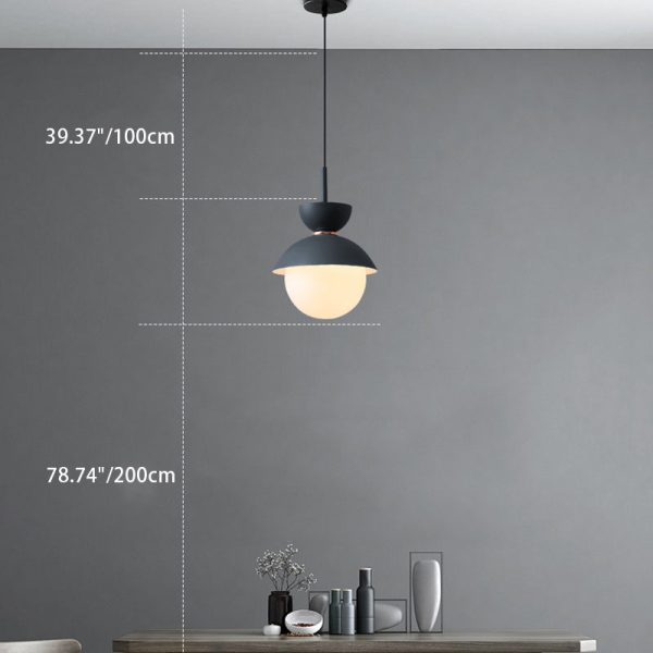 Contemporary Scandinavian Aluminum Globe Glass Shade 1-Light Pendant Light For Dining Room - Image 5