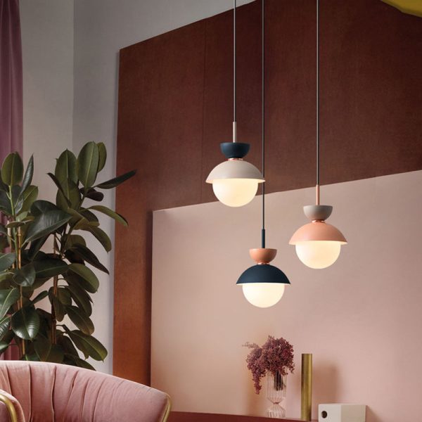 Contemporary Scandinavian Aluminum Globe Glass Shade 1-Light Pendant Light For Dining Room - Image 12