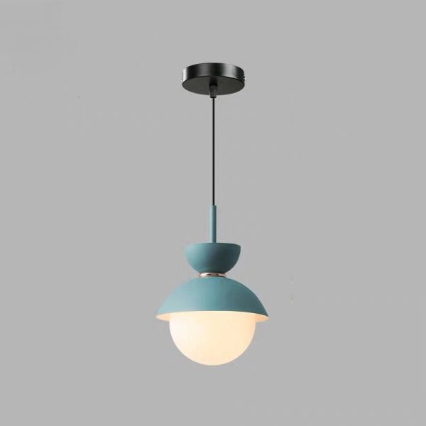 Contemporary Scandinavian Aluminum Globe Glass Shade 1-Light Pendant Light For Dining Room - Image 16