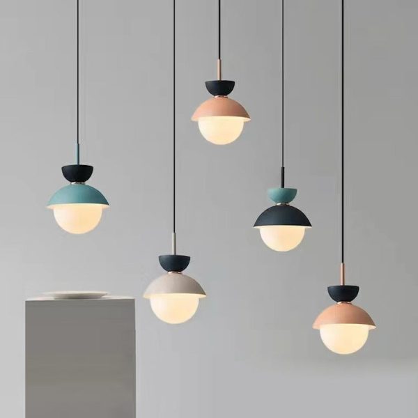 Contemporary Scandinavian Aluminum Globe Glass Shade 1-Light Pendant Light For Dining Room - Image 11