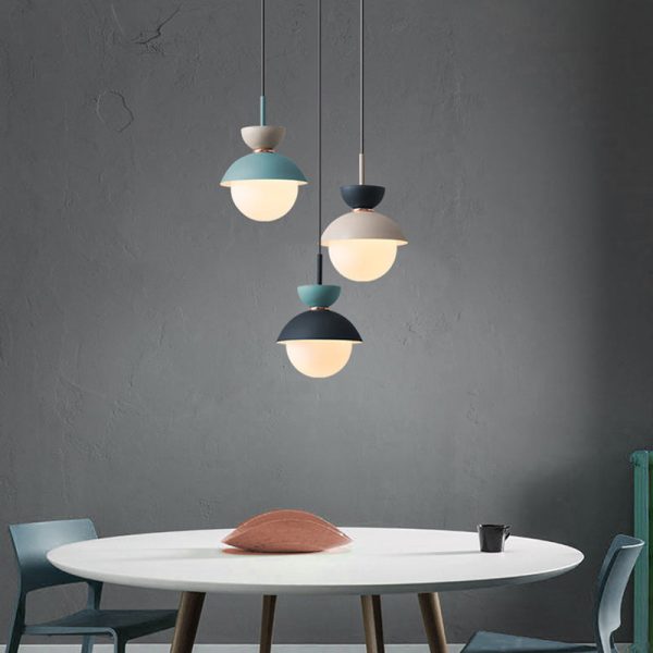 Contemporary Scandinavian Aluminum Globe Glass Shade 1-Light Pendant Light For Dining Room - Image 3