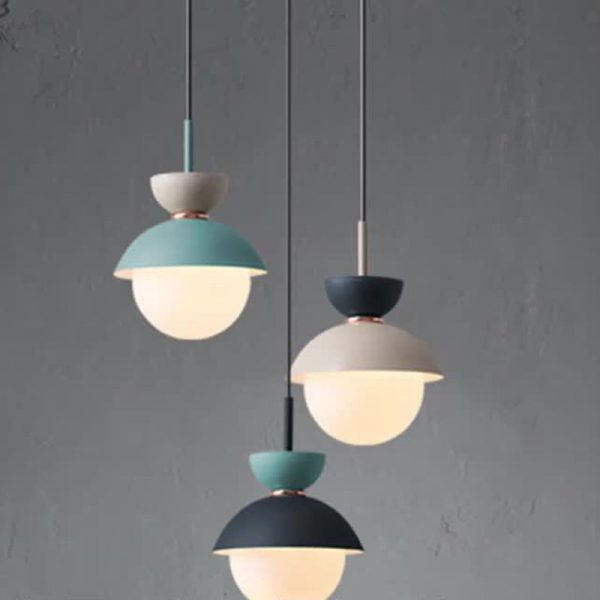 Contemporary Scandinavian Aluminum Globe Glass Shade 1-Light Pendant Light For Dining Room - Image 8