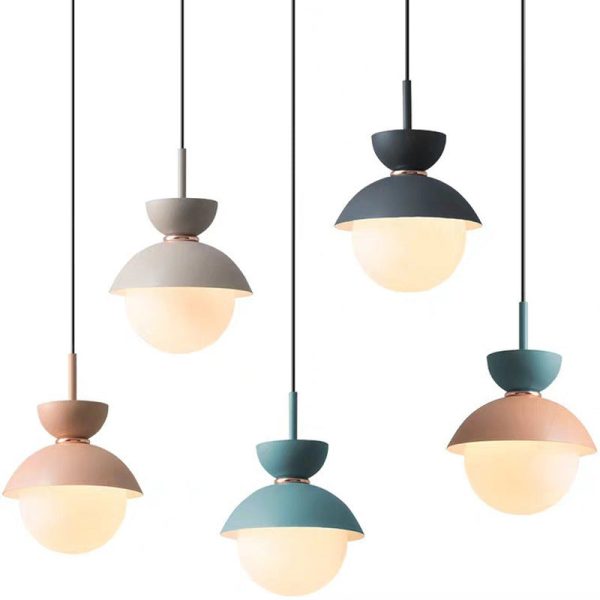 Contemporary Scandinavian Aluminum Globe Glass Shade 1-Light Pendant Light For Dining Room - Image 30