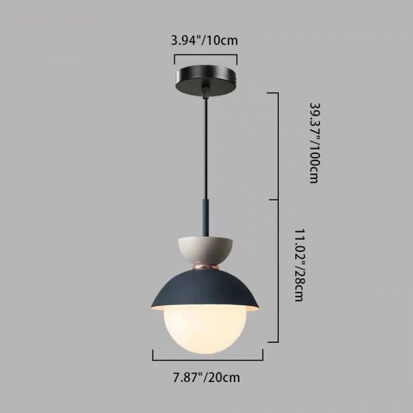 Contemporary Scandinavian Aluminum Globe Glass Shade 1-Light Pendant Light For Dining Room - Image 4