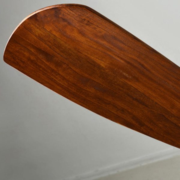 Contemporary Retro Round Glass Shade Solid Wood Fan Blade LED Downrod Ceiling Fan Light For Bedroom - Image 5