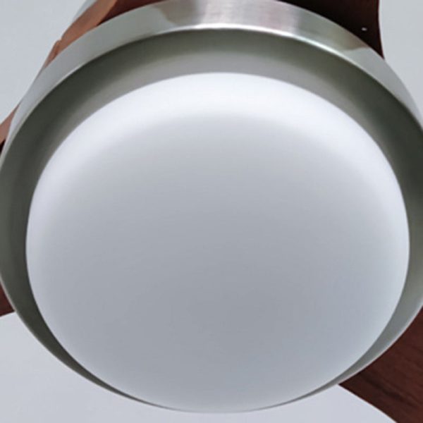 Contemporary Retro Round Glass Shade Solid Wood Fan Blade LED Downrod Ceiling Fan Light For Bedroom - Image 9