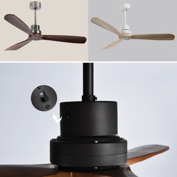 Contemporary Retro Round Glass Shade Solid Wood Fan Blade LED Downrod Ceiling Fan Light For Bedroom - Image 10