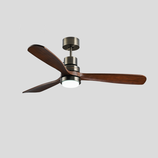 Contemporary Retro Round Glass Shade Solid Wood Fan Blade LED Downrod Ceiling Fan Light For Bedroom - Image 19