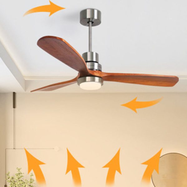 Contemporary Retro Round Glass Shade Solid Wood Fan Blade LED Downrod Ceiling Fan Light For Bedroom - Image 13