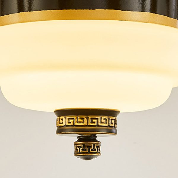 Traditional Chinese Jade Decor Glass Cylinder Shade Zinc Alloy 6-Light Downrod Ceiling Fan Light For Living Room - Image 6