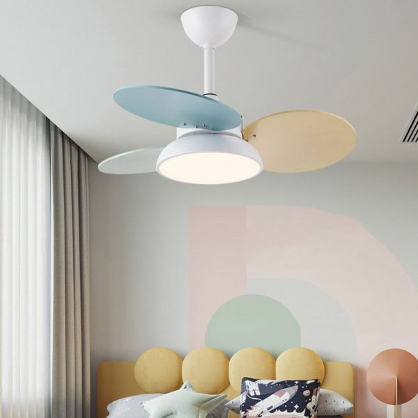 Contemporary Scandinavian Acrylic Shade Solid Wood Oval Fan Blade LED Downrod Ceiling Fan Light For Living Room - Image 3