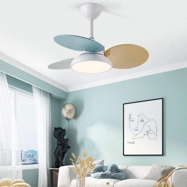 Contemporary Scandinavian Acrylic Shade Solid Wood Oval Fan Blade LED Downrod Ceiling Fan Light For Living Room - Image 2