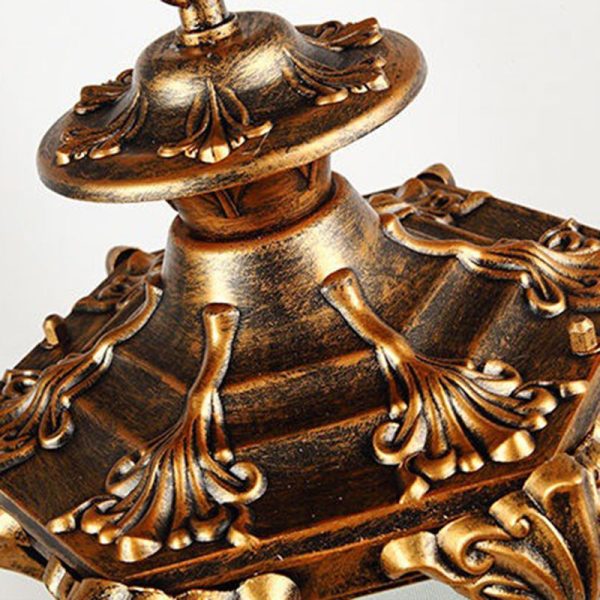 Traditional Vintage Aluminum Polygon Glass 1-Light Waterproof Outdoor Semi-Flush Mount Ceiling Light For Garden - Image 5