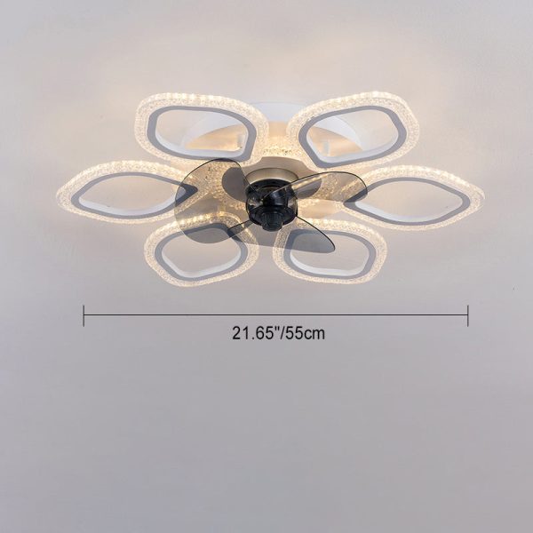 Contemporary Simplicity Hardware Flower Acrylic LED Semi-Flush Mount Ceiling Fan Light For Bedroom - Image 4