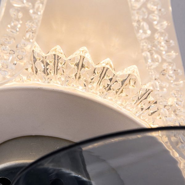 Contemporary Simplicity Hardware Flower Acrylic LED Semi-Flush Mount Ceiling Fan Light For Bedroom - Image 6