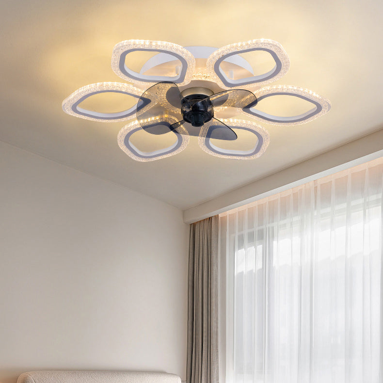 BS-Lighting-LL03146-3.jpg Contemporary Simplicity Hardware Flower Acrylic LED Semi-Flush Mount Ceiling Fan Light For Bedroom - Image 1