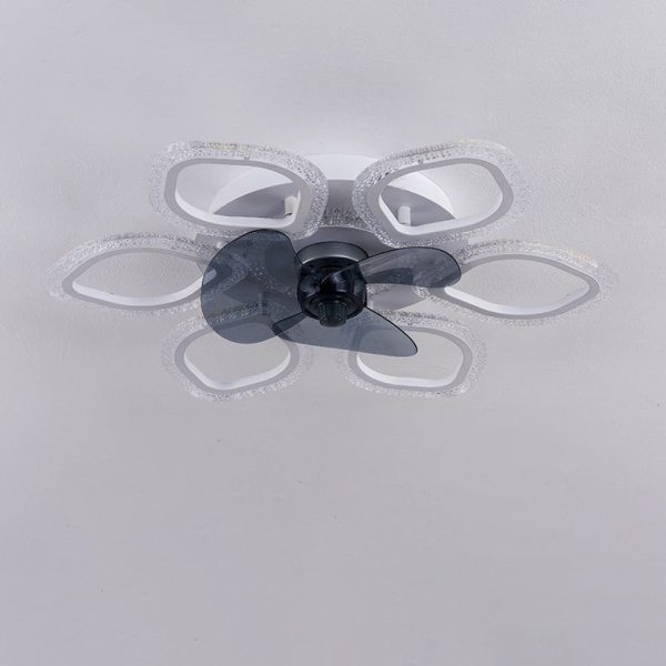 Contemporary Simplicity Hardware Flower Acrylic LED Semi-Flush Mount Ceiling Fan Light For Bedroom - Image 10