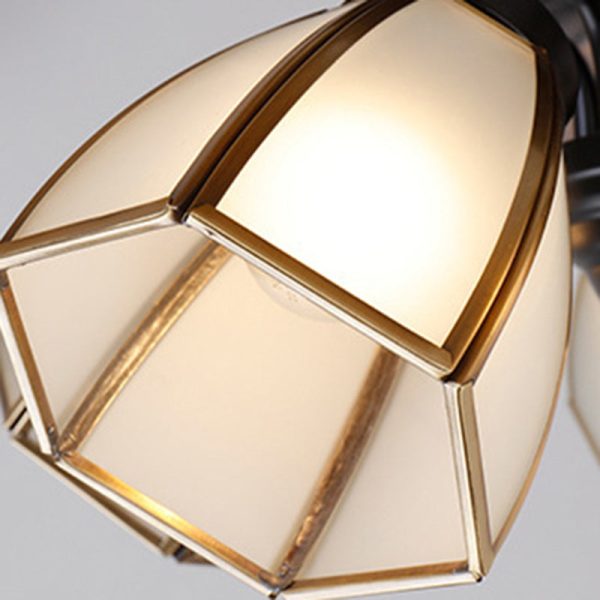 Traditional Retro Leaves Texture ABS Fan Glass Hexagonal Shade 3-Light Downrods Ceiling Fan Light For Living Room - Image 7