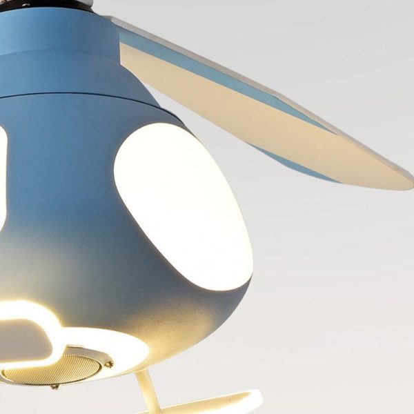 Contemporary Creative Cartoon Helicopter Iron Acrylic LED Kids Downrods Ceiling Fan Light For Bedroom - Image 5