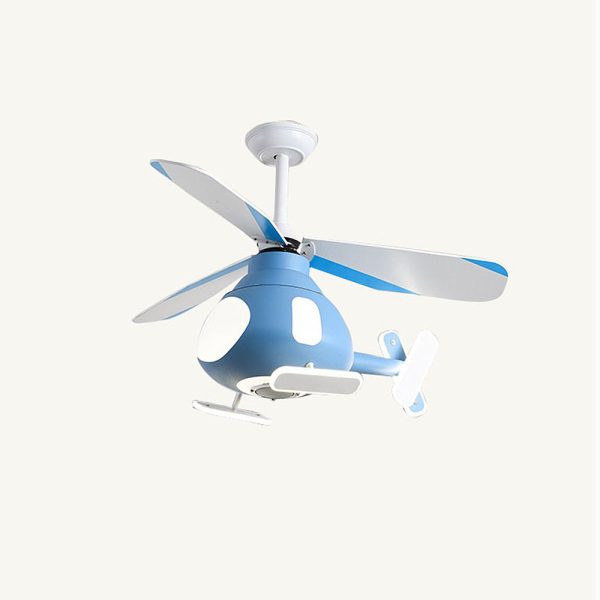 Contemporary Creative Cartoon Helicopter Iron Acrylic LED Kids Downrods Ceiling Fan Light For Bedroom - Image 14