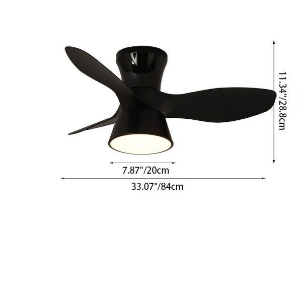 Modern Minimalist Round Acrylic Shade PVC Fan LED Semi-Flush Mount Ceiling Fan Light For Bedroom - Image 4