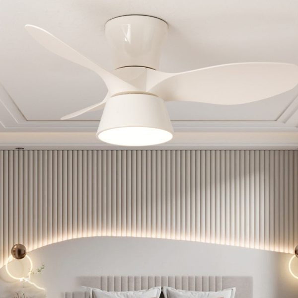 Modern Minimalist Round Acrylic Shade PVC Fan LED Semi-Flush Mount Ceiling Fan Light For Bedroom - Image 3
