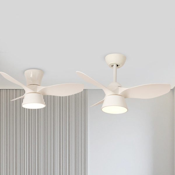 Modern Minimalist Round Acrylic Shade PVC Fan LED Semi-Flush Mount Ceiling Fan Light For Bedroom - Image 7