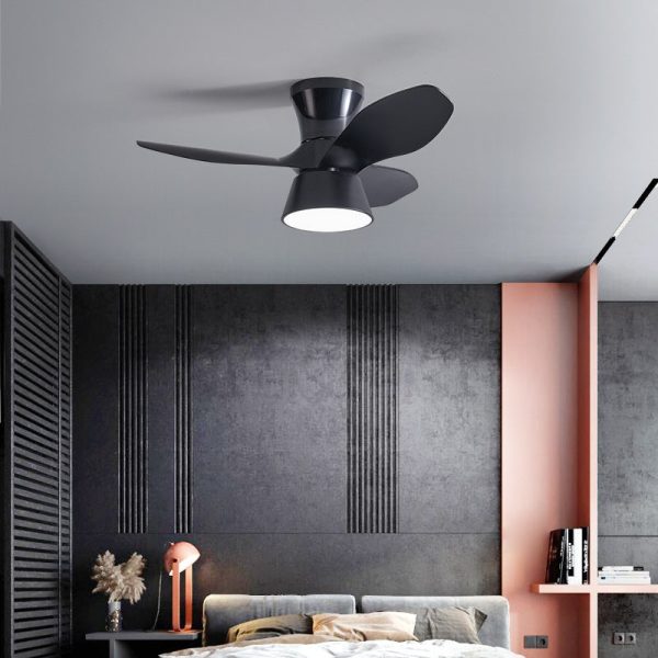 Modern Minimalist Round Acrylic Shade PVC Fan LED Semi-Flush Mount Ceiling Fan Light For Bedroom - Image 2