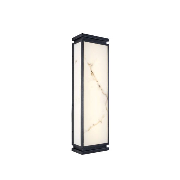 Traditional Chinese Stainless Steel Imitation Marble Shade LED Waterproof Outdoor Wall Sconce Lamp For Garden - Image 15