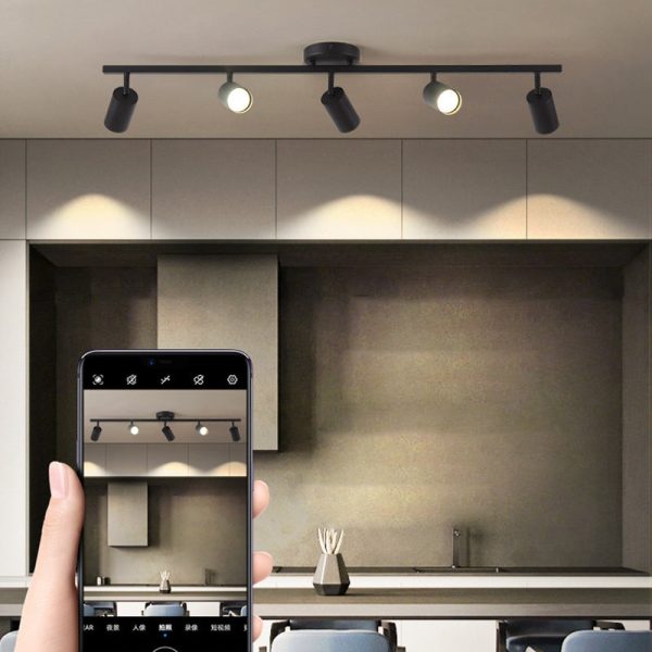 Contemporary Simplicity Iron Aluminum 3/4/5-Light Track Adjustable Spotlight Semi-Flush Mount Ceiling Light For Living Room - Image 11