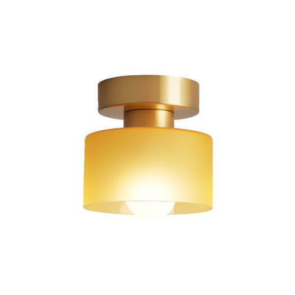 Contemporary Nordic Full Copper Glass Cylinder 1-Light Semi-Flush Mount Ceiling Light For Living Room - Image 20