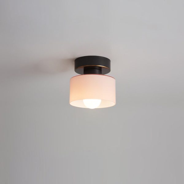 Contemporary Nordic Full Copper Glass Cylinder 1-Light Semi-Flush Mount Ceiling Light For Living Room - Image 15