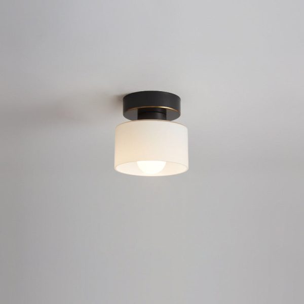 Contemporary Nordic Full Copper Glass Cylinder 1-Light Semi-Flush Mount Ceiling Light For Living Room - Image 18