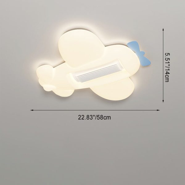 Contemporary Creative Cartoon Airplane Cloud PE Shade LED Kids Flush Mount Ceiling Invisible Bladeless Fan Light For Bedroom - Image 4