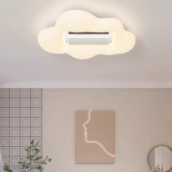 Contemporary Creative Cartoon Airplane Cloud PE Shade LED Kids Flush Mount Ceiling Invisible Bladeless Fan Light For Bedroom - Image 8