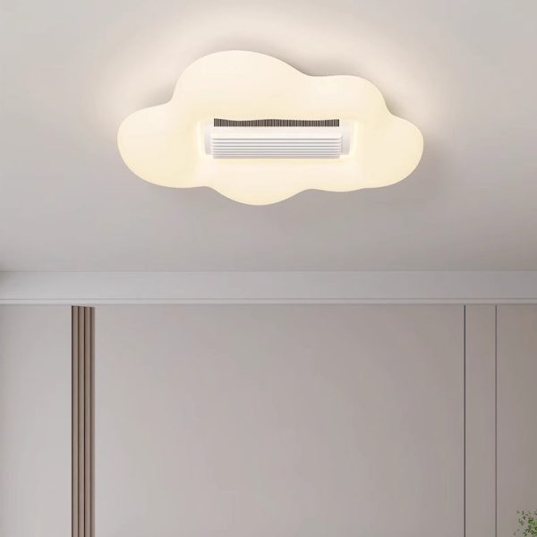 Contemporary Creative Cartoon Airplane Cloud PE Shade LED Kids Flush Mount Ceiling Invisible Bladeless Fan Light For Bedroom - Image 7