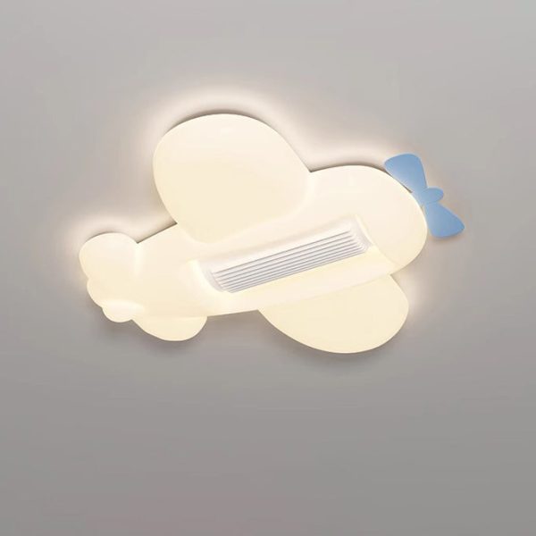 Contemporary Creative Cartoon Airplane Cloud PE Shade LED Kids Flush Mount Ceiling Invisible Bladeless Fan Light For Bedroom - Image 9