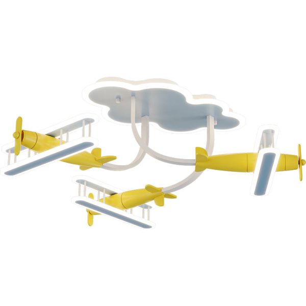 Contemporary Creative Cartoon Solid Wood Plane Acrylic LED Semi-Flush Mount Ceiling Light For Living Room - Image 17