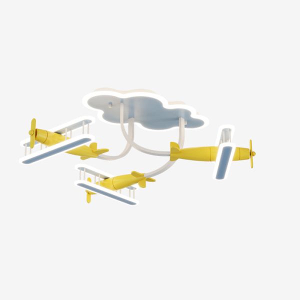 Contemporary Creative Cartoon Solid Wood Plane Acrylic LED Semi-Flush Mount Ceiling Light For Living Room - Image 16