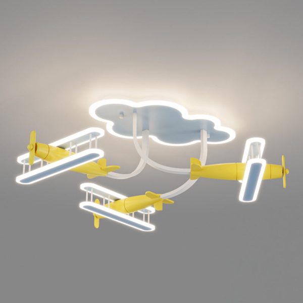 Contemporary Creative Cartoon Solid Wood Plane Acrylic LED Semi-Flush Mount Ceiling Light For Living Room - Image 14