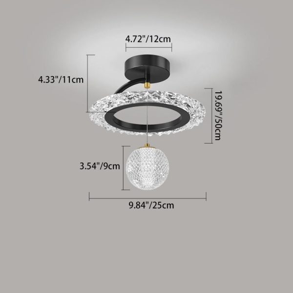 Contemporary Luxury Iron Acrylic Geometric Circle Ring LED Semi-Flush Mount Ceiling Light For Living Room - Image 4