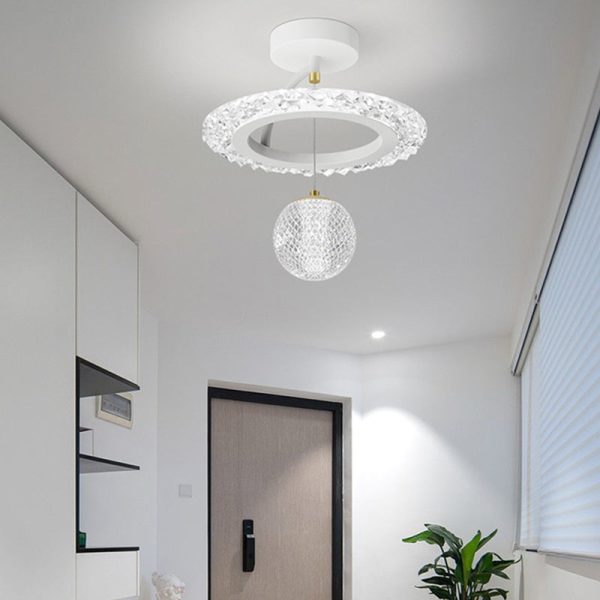 Contemporary Luxury Iron Acrylic Geometric Circle Ring LED Semi-Flush Mount Ceiling Light For Living Room - Image 3