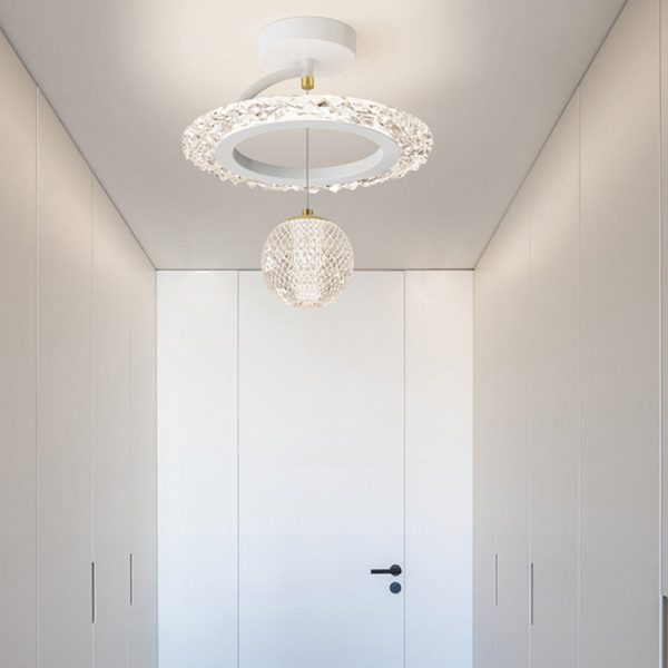 Contemporary Luxury Iron Acrylic Geometric Circle Ring LED Semi-Flush Mount Ceiling Light For Living Room - Image 16