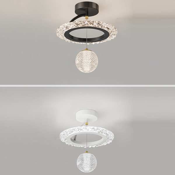 Contemporary Luxury Iron Acrylic Geometric Circle Ring LED Semi-Flush Mount Ceiling Light For Living Room - Image 12