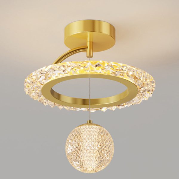 Contemporary Luxury Iron Acrylic Geometric Circle Ring LED Semi-Flush Mount Ceiling Light For Living Room - Image 10