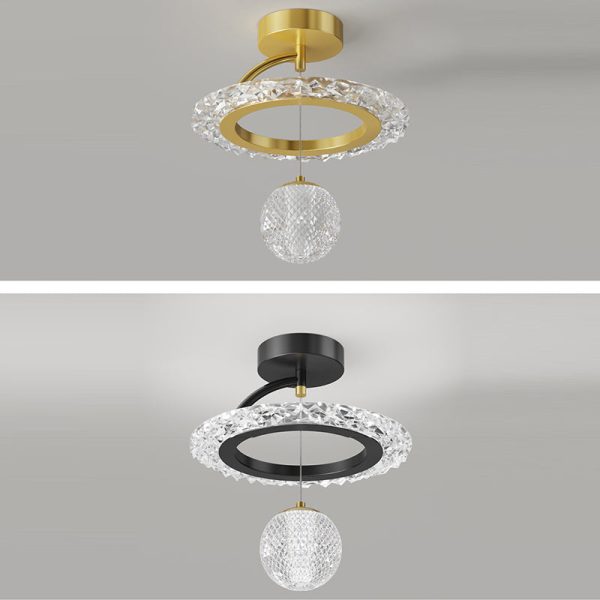 Contemporary Luxury Iron Acrylic Geometric Circle Ring LED Semi-Flush Mount Ceiling Light For Living Room - Image 11